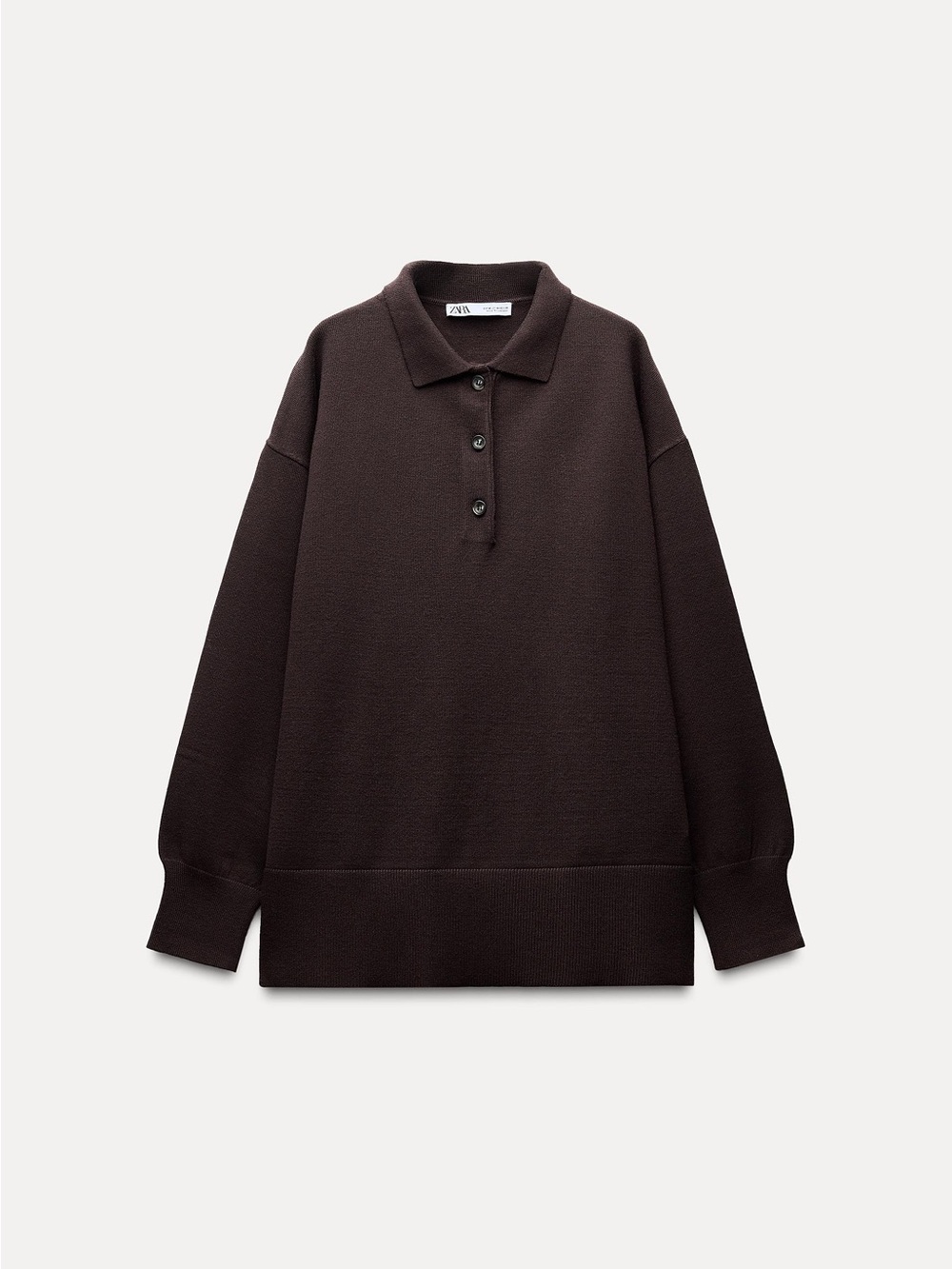 Zara PLAIN KNIT JERSEY POLO SHIRT